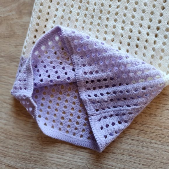 LOVEU.DEAR Knitted Crochet Casual Beach Pants Elastic Waist Colorblock - Picture 8 of 11